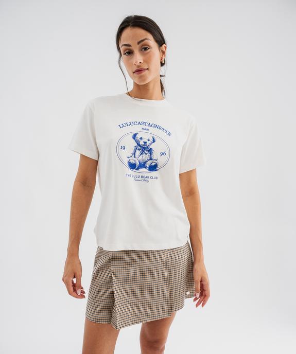 Tee-shirt manches courtes en jersey de coton épais brodé femme - LuluCastagnette vue4 - LULU CASTAGNETTE G4G D - GEMO