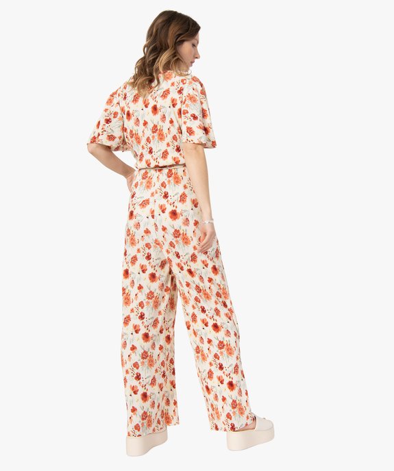 Combinaison pantalon femme à manches courtes en maille gaufrée vue3 - GEMO(FEMME PAP) - GEMO