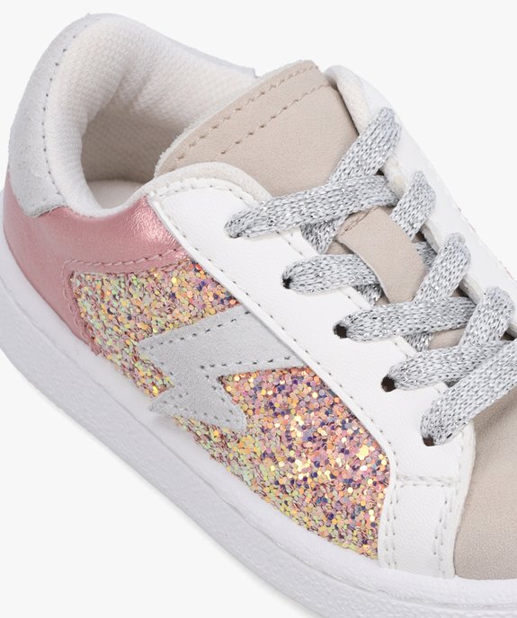 Baskets fille dessus pailleté et lacets brillants vue6 - GEMO (ENFANT) - GEMO