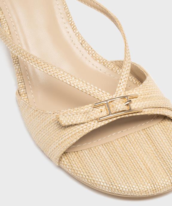 Sandales mules aspect raphia à petit talon femme - Follow Me vue6 - FOLLOW ME - GEMO