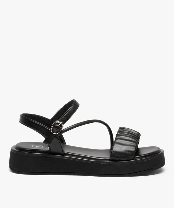 Sandales femme unies à semelle plateforme et bride drapée vue1 - GEMO (CASUAL) - GEMO
