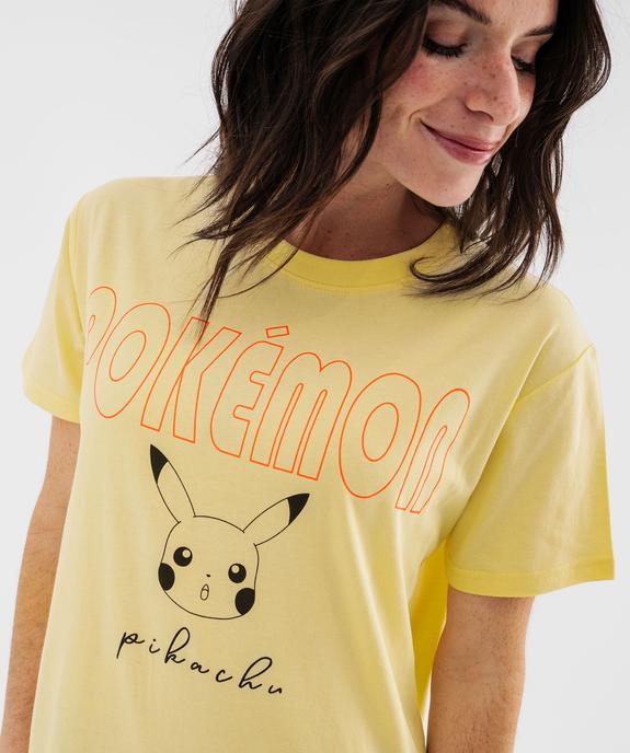 Tee-shirt manches courtes avec motif Pikachu femme - Pokemon vue2 - POKEMON - GEMO