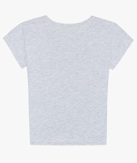 Tee-shirt fille à manches courtes avec pattes à nouer dans le bas vue3 - GEMO (JUNIOR) - GEMO