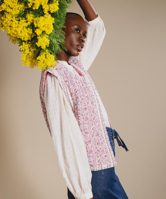 Veste sans manches matelassée à motif fleuri femme vue2 - GEMO 4G FEMME - GEMO