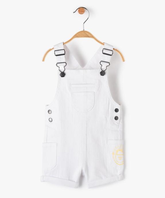 Salopette bébé garçon courte en denim stretch coloré vue1 - GEMO(BEBE DEBT) - GEMO