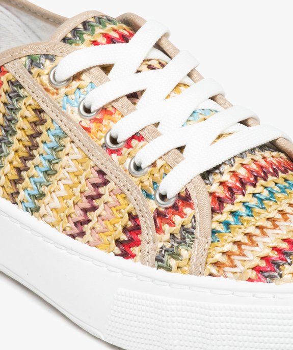 Baskets femme multicolores en toile et à talon compensé vue6 - GEMO (SPORTSWR) - GEMO