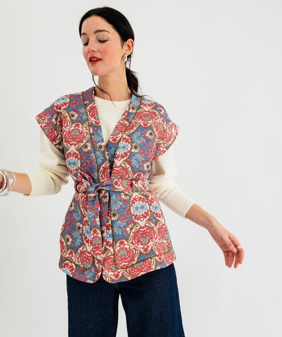 Veste kimono matelassée à motifs fleuris femme vue2 - GEMO(FEMME PAP) - GEMO