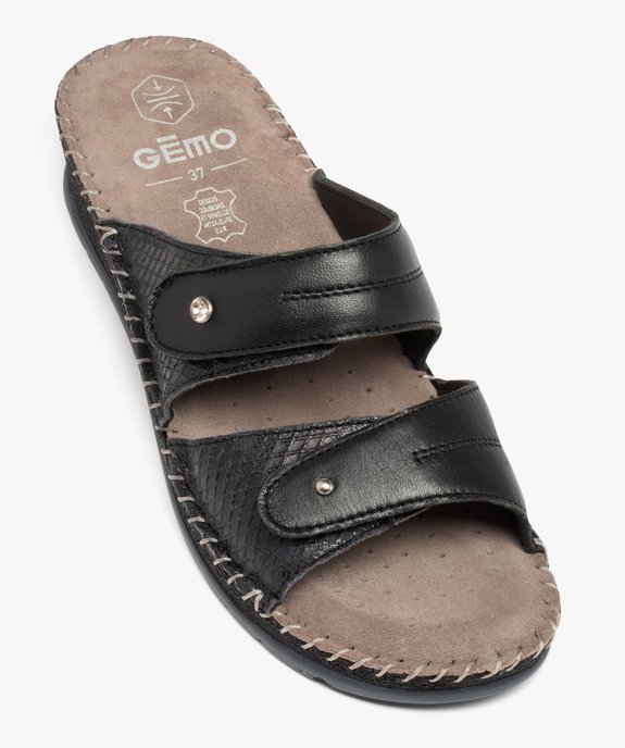 Mules femme confort à brides ajustables en cuir vue5 - GEMO (CONFORT) - GEMO