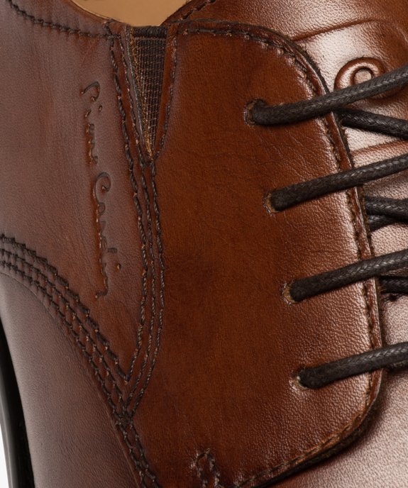 Derbies homme unis en cuir avec élastique d'aisance et à lacets ronds - Pierre Cardin vue6 - PIERRE CARDIN D - GEMO