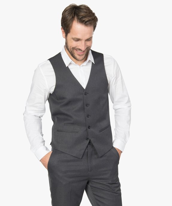 Gilet de costume homme fermeture 5 boutons vue1 - GEMO (HOMME) - GEMO