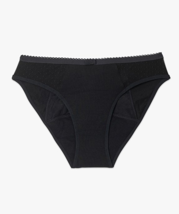 Culotte menstruelle en coton stretch et plumetis pour flux moyen - Dim Protect vue4 - DIM - GEMO