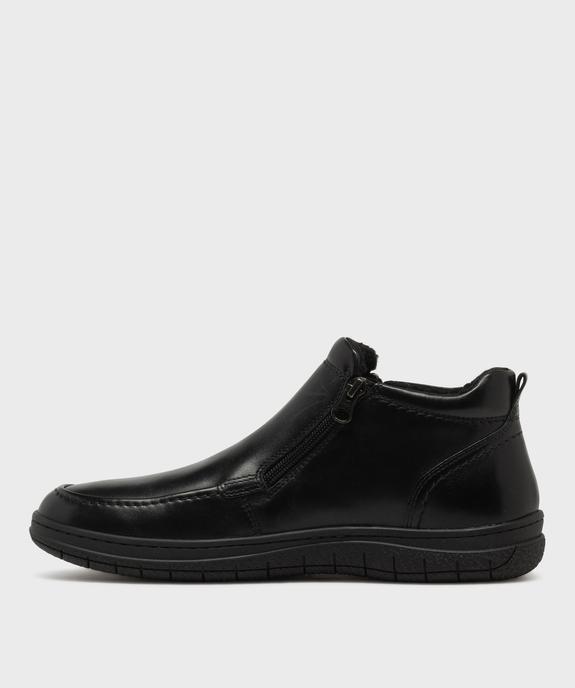 Boots fourrées zippées en cuir gamme confort homme - Pierre Cardin vue3 - PIERRE CARDIN CONFORT - GEMO