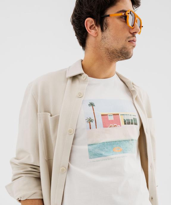 Tee-shirt manches courtes avec motif estival homme vue5 - GEMO 4G HOMME - GEMO