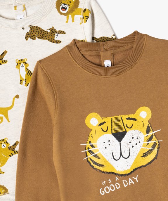 Sweat en molleton doux imprimé jungle bébé garçon (lot de 2) vue2 - GEMO(BEBE DEBT) - GEMO