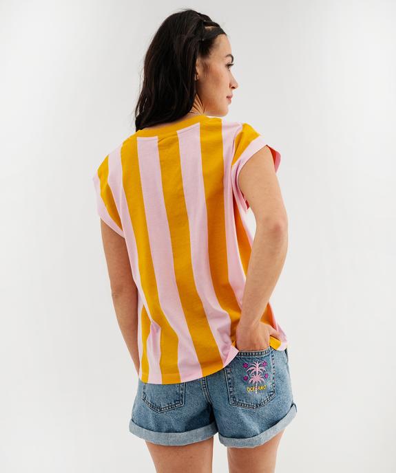 Tee-shirt sans manches en jersey de coton imprimé femme vue3 - GEMO(FEMME PAP) - GEMO