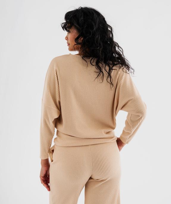Haut de pyjama femme en maille côtelée vue3 - GEMO 4G FEMME - GEMO