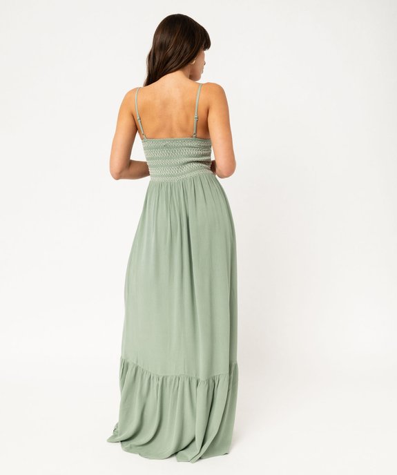 Robe longue et ample à bretelles et buste smocké femme vue3 - GEMO 4G FEMME - GEMO