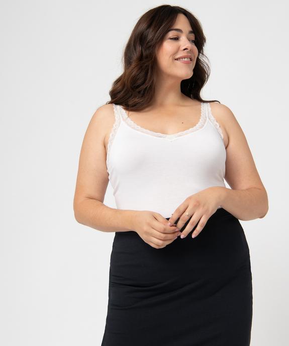 Débardeur femme grande taille avec bretelles en dentelle vue1 - GEMO (G TAILLE) - GEMO