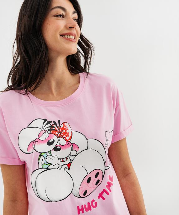 Chemise de nuit manches courtes avec motif femme - Diddl vue2 - DIDDL - GEMO
