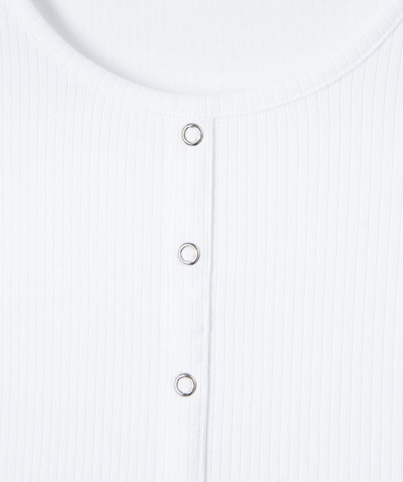 Tee-shirt fille à manches courtes en maille côtelée  vue2 - GEMO (JUNIOR) - GEMO