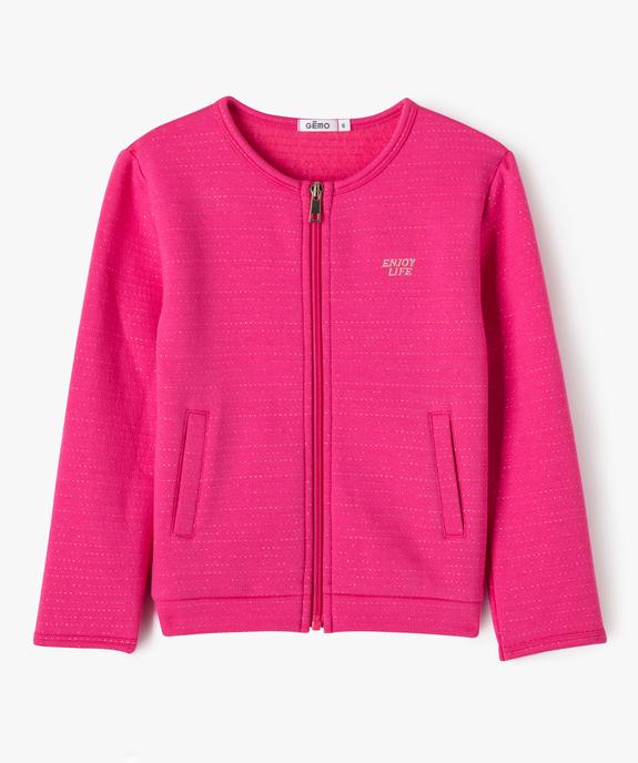 Sweat zippé à col rond avec motifs pailletés fille vue1 - GEMO (ENFANT) - GEMO