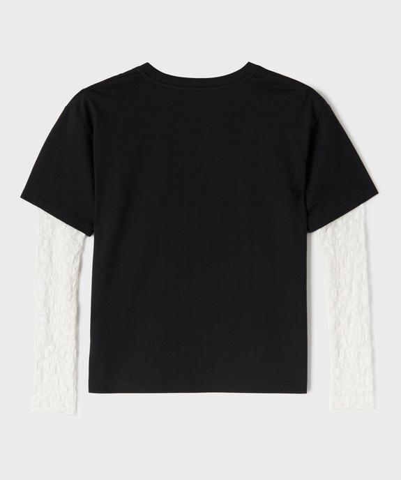 Tee-shirt 2 en 1 avec manches en dentelle fille vue4 - GEMO (JUNIOR) - GEMO
