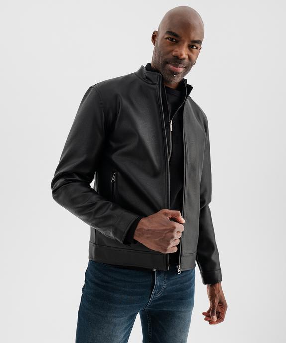 Blouson en cuir imitation fermeture zippée homme vue2 - GEMO (HOMME) - GEMO