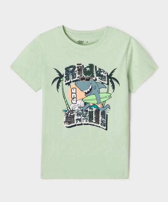 Tee-shirt manches courtes avec sequins réversibles garçon vue2 - GEMO 4G GARCON - GEMO