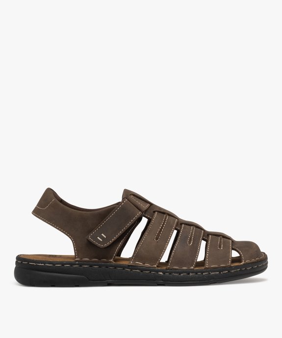 Sandales confort à bout fermé dessus cuir homme vue1 - G'FLEX - GEMO