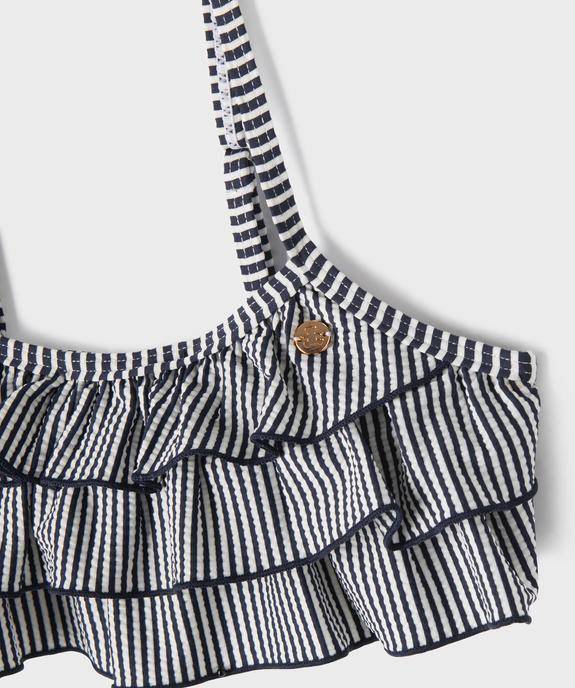 Maillot de bain 2 pièces à rayures et volants fille - LuluCastagnette vue2 - LULUCASTAGNETTE - GEMO