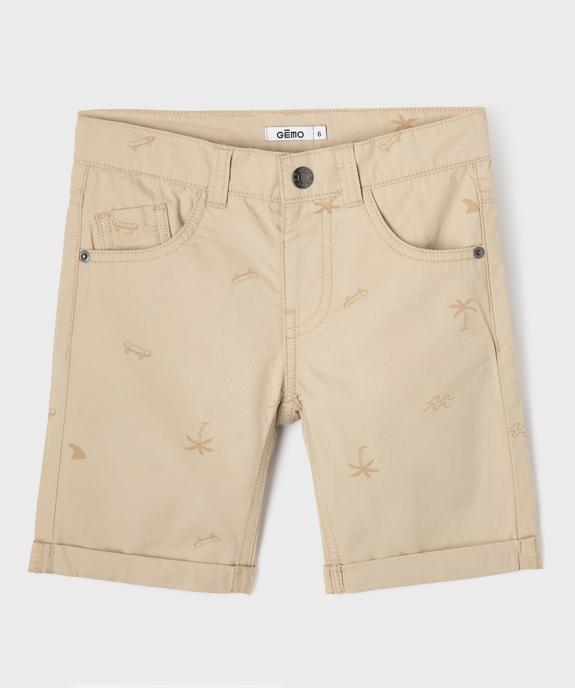 Bermuda en coton twill imprimé à revers garçon vue1 - GEMO 4G GARCON - GEMO