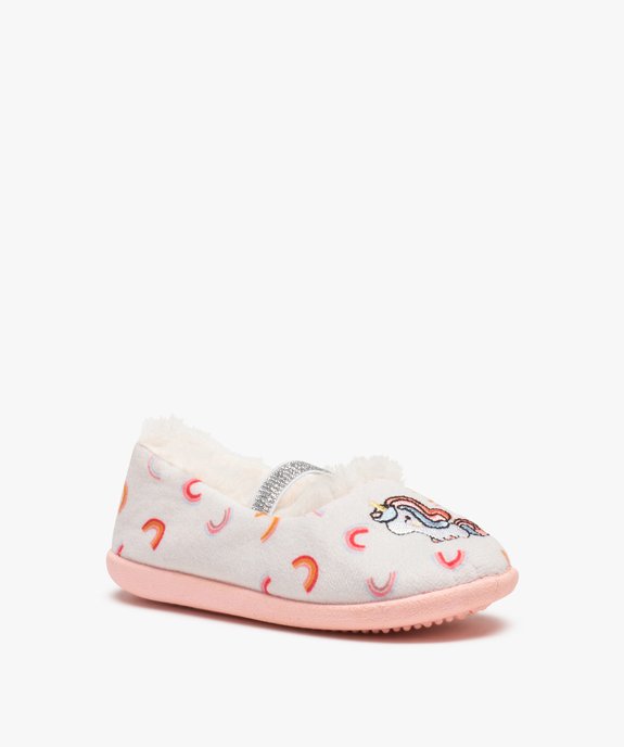 Chaussons fille ballerines en velours brodées licorne vue2 - GEMO (ENFANT) - GEMO