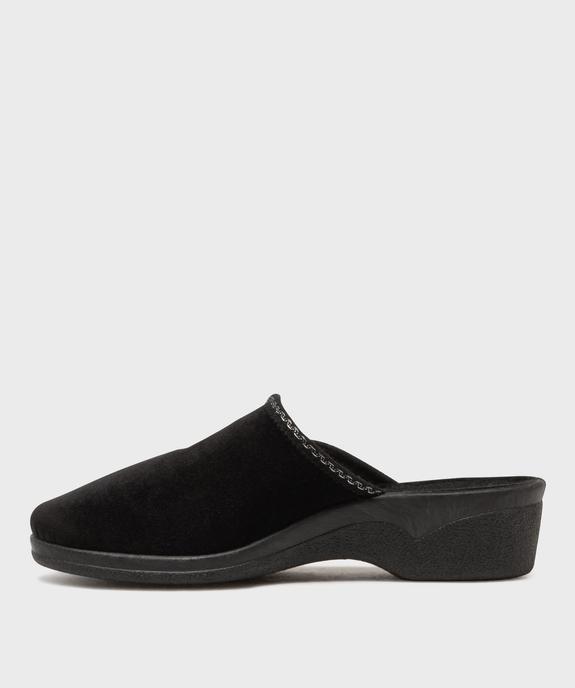 Chaussons mules dessus velours avec talon compensé femme vue3 - G'FLEX - GEMO