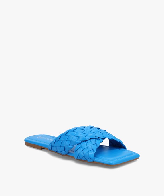 Mules femme unies à talon plat et brides tressées  vue2 - SANS MARQUE - GEMO