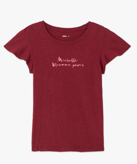 Tee-shirt femme à manches volantées avec message vue4 - GEMO(FEMME PAP) - GEMO