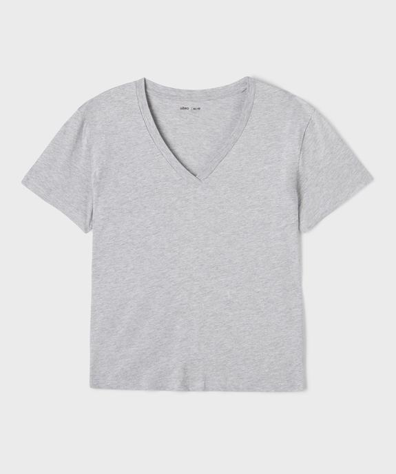 Tee-shirt manches courtes à col V femme grande taille vue1 - GEMO 4G GT - GEMO