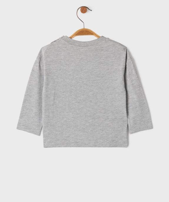 Tee-shirt manches longues en jersey de coton flammé imprimé bébé garçon  vue3 - GEMO 4G BEBE - GEMO
