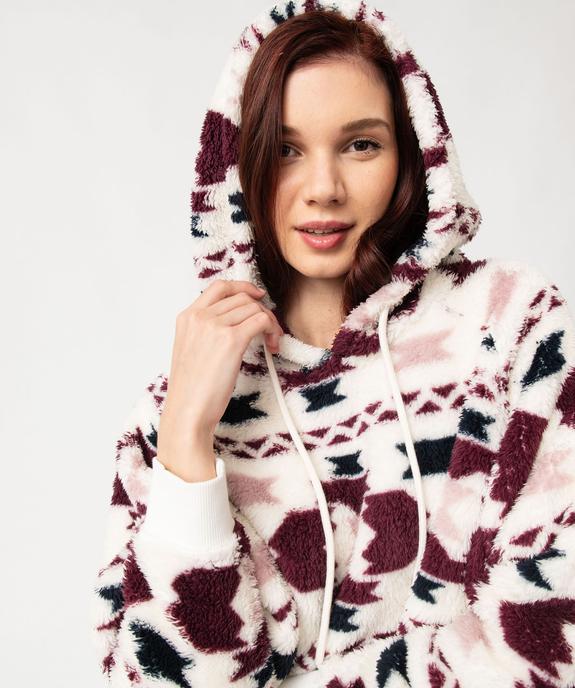 Veste d’intérieur à capuche en maille peluche femme  vue5 - GEMO(HOMWR FEM) - GEMO