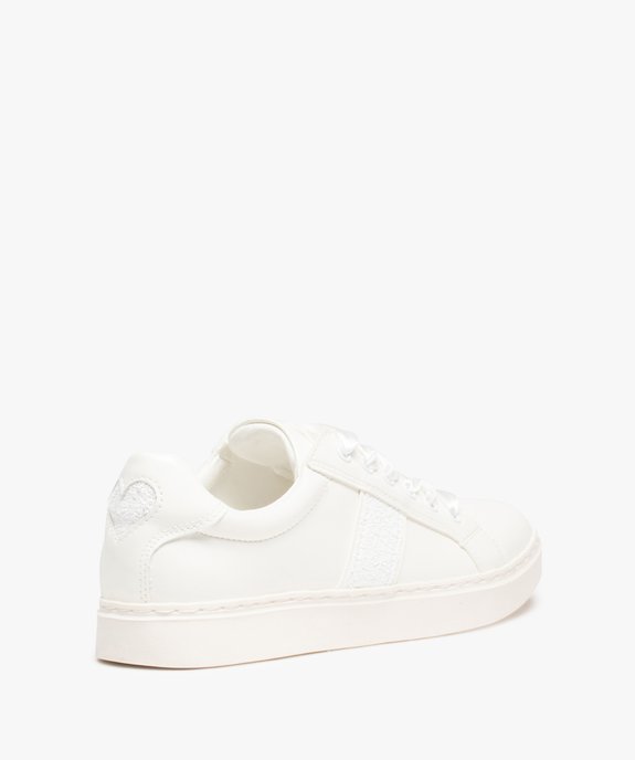 Baskets femme unies a lacets en ruban satin blanc GEMO