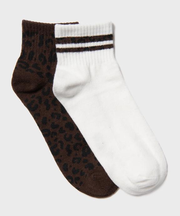 Socquettes à motifs léopard femme (lot de 2) vue1 - GEMO(HOMWR FEM) - GEMO