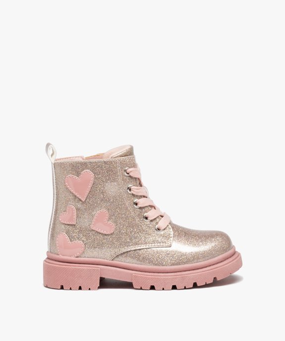 Boots fille à semelle crantée paillettes et à zip  vue1 - GEMO (ENFANT) - GEMO