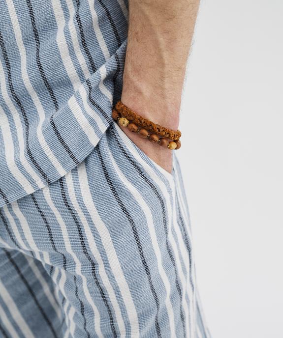 Bermuda rayé en textile de coton tissé homme vue2 - GEMO 4G HOMME - GEMO