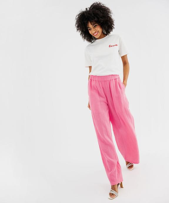 Pantalon large en gaze de coton femme vue4 - GEMO(FEMME PAP) - GEMO