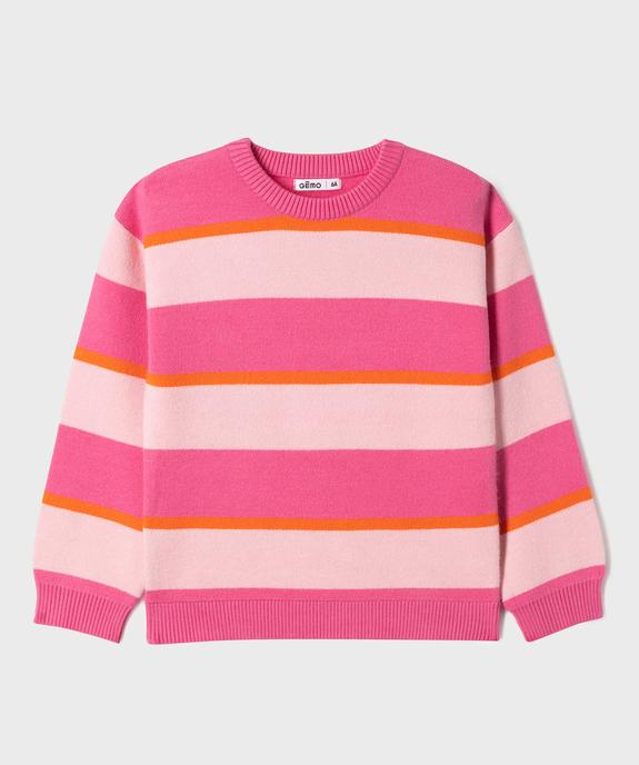 Pull col rond à rayures fille fille vue1 - GEMO (ENFANT) - GEMO
