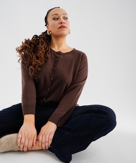 Gilet à col rond en maille fine femme grande taille vue1 - GEMO (G TAILLE) - GEMO