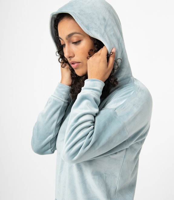 Pyjama femme en velours avec sweat à capuche vue2 - GEMO(HOMWR FEM) - GEMO