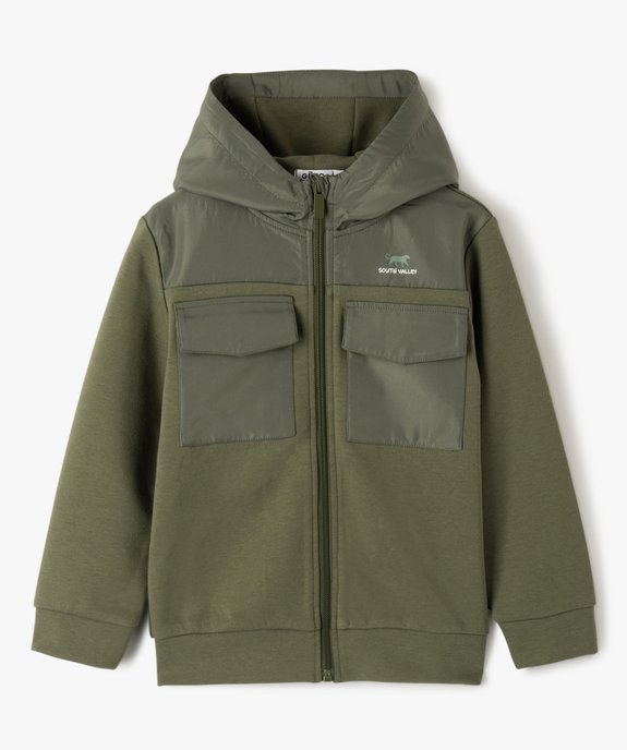 Sweat garçon zippé à capuche bimatière vue1 - GEMO (ENFANT) - GEMO