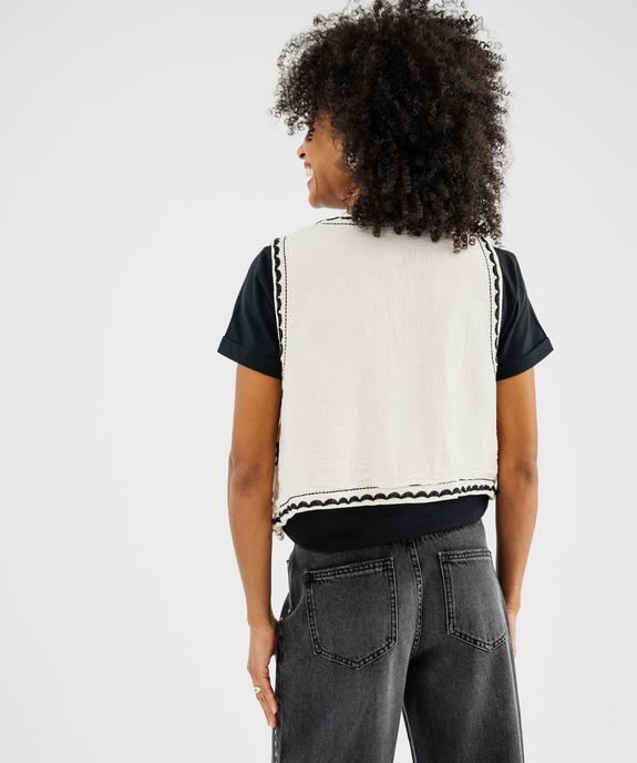 Veste sans manches en gaze de coton brodée femme vue3 - GEMO(FEMME PAP) - GEMO