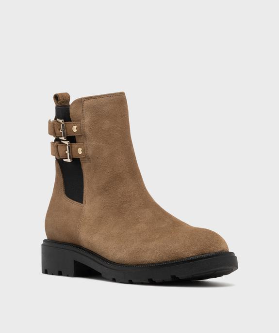 Boots dessus cuir suédé avec semelle crantée femme - Tanéo vue2 - TANEO - GEMO