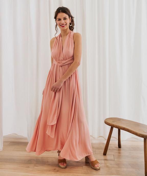Robe longue dos nu multilook en viscose froissée femme vue3 - GEMO(FEMME PAP) - GEMO